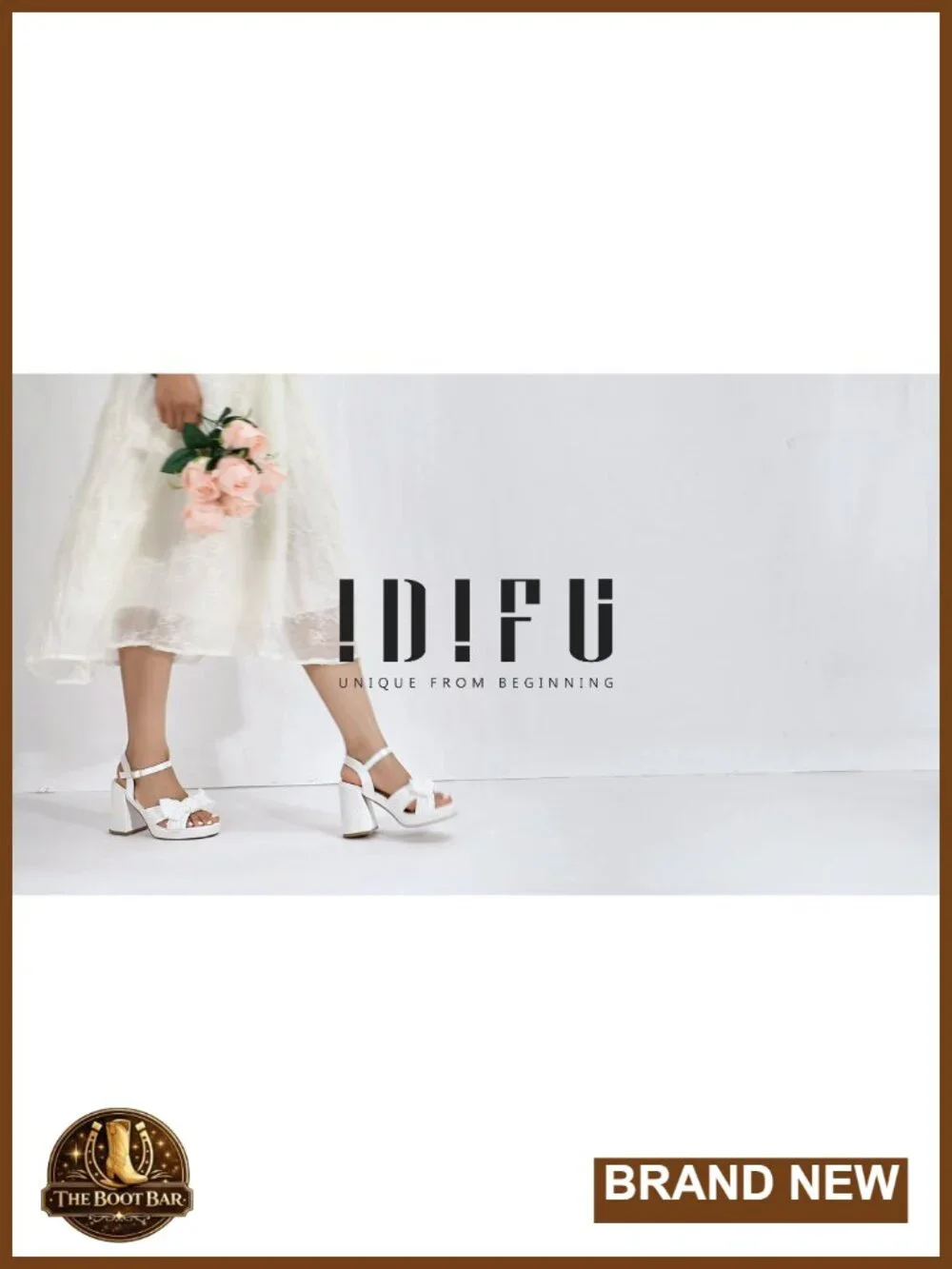 IDIFU Platform Chunky Block High Bow Heels Square Open Toe Heeled Sandals